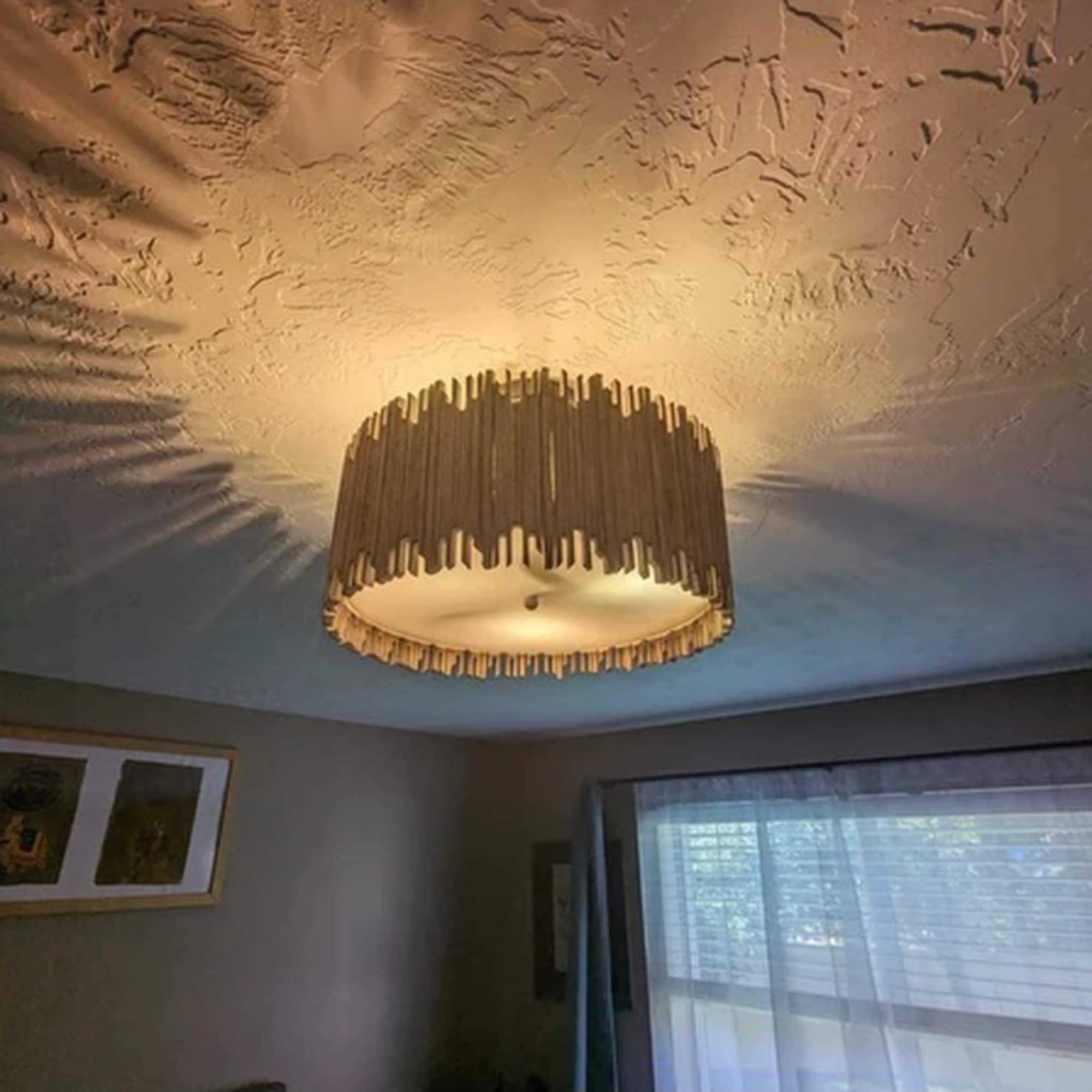 Plafonnier semi-encastré à 3 lumières en bois blanc vieilli