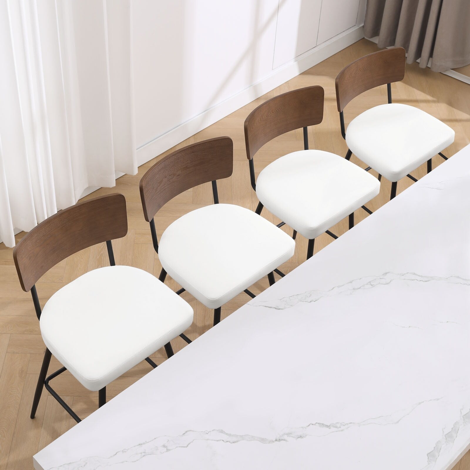 Lot de 2/3/4 tabourets de bar/comptoir pivotants rembourrés en similicuir