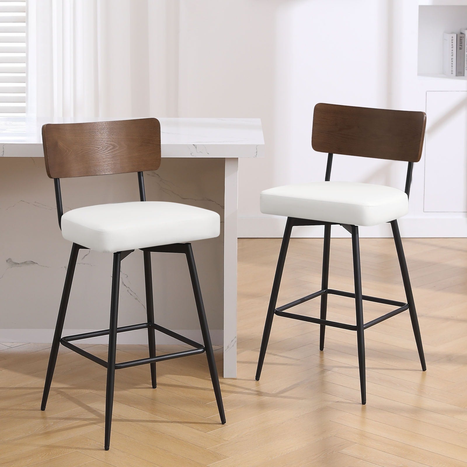 Lot de 2/3/4 tabourets de bar/comptoir pivotants rembourrés en similicuir