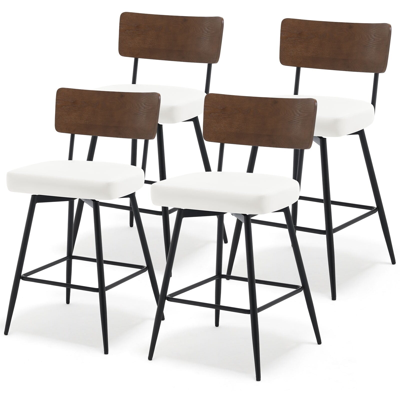 Lot de 2/3/4 tabourets de bar/comptoir pivotants rembourrés en similicuir