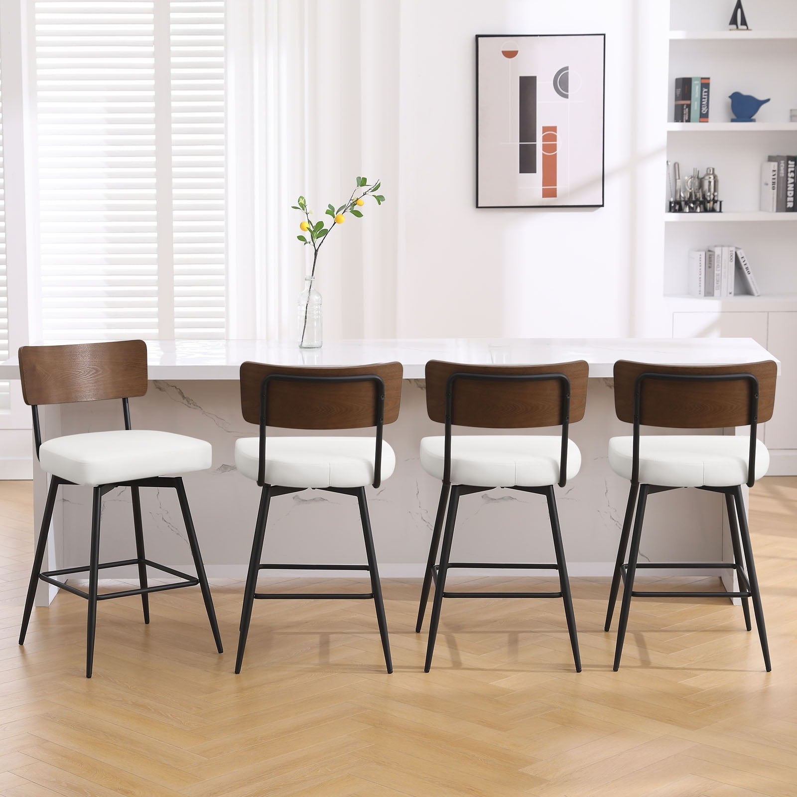 Lot de 2/3/4 tabourets de bar/comptoir pivotants rembourrés en similicuir