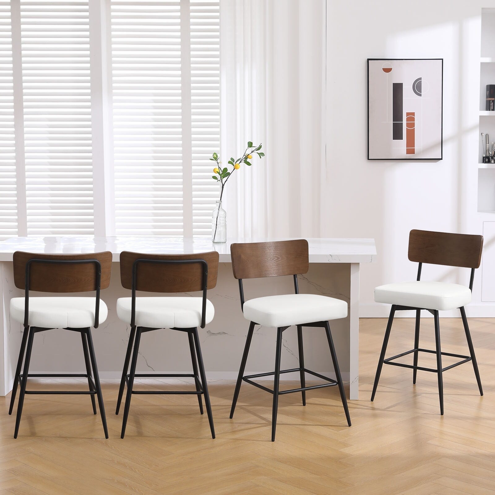 Lot de 2/3/4 tabourets de bar/comptoir pivotants rembourrés en similicuir