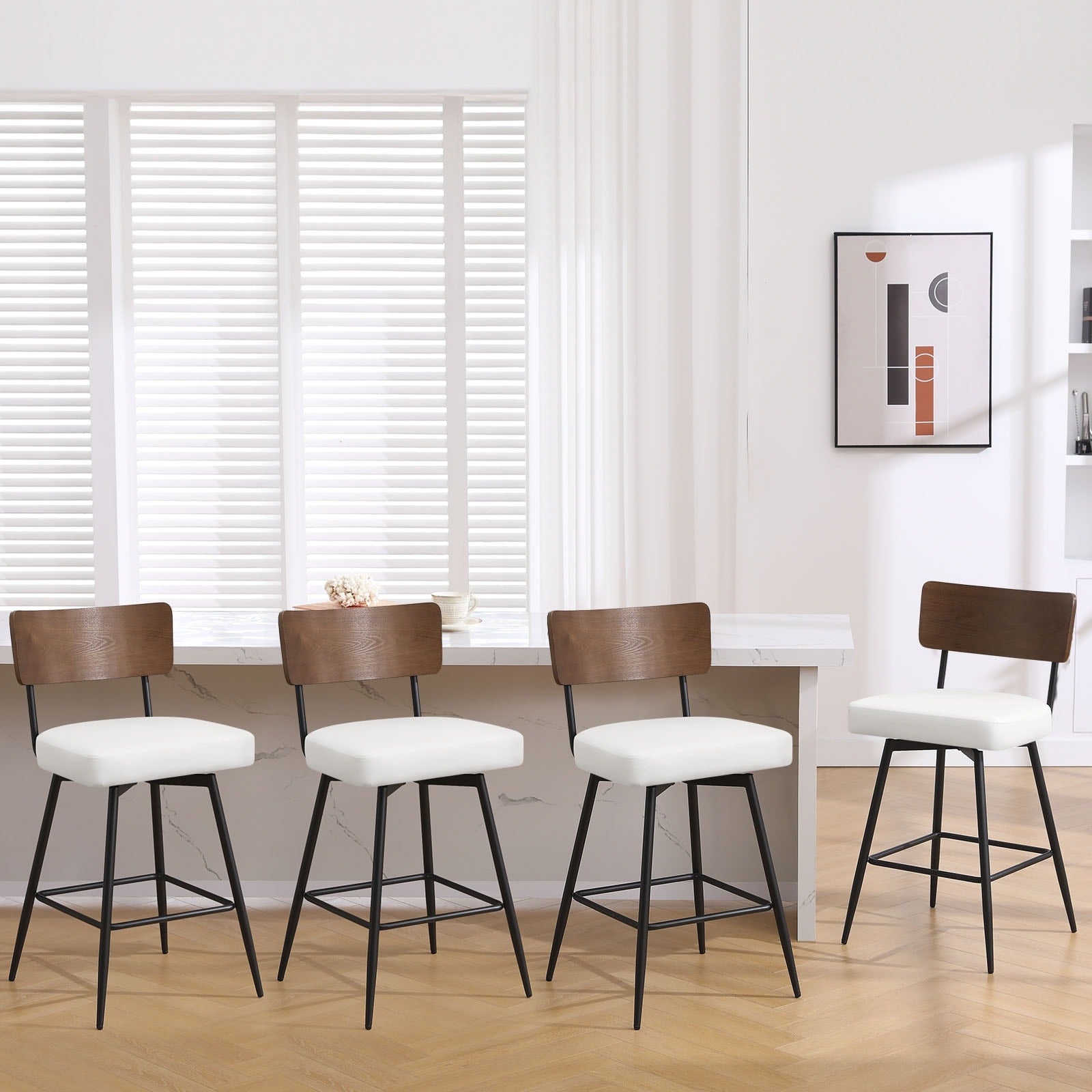 Lot de 2/3/4 tabourets de bar/comptoir pivotants rembourrés en similicuir