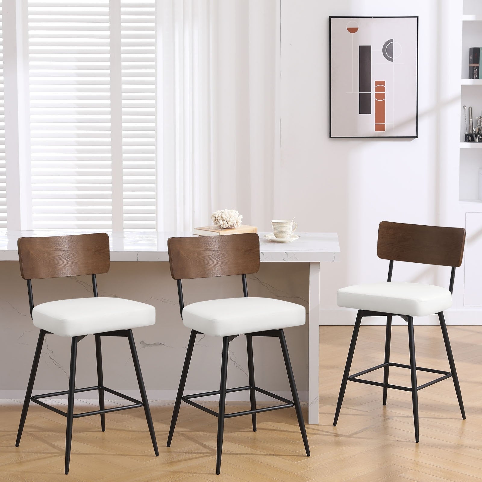 Lot de 2/3/4 tabourets de bar/comptoir pivotants rembourrés en similicuir