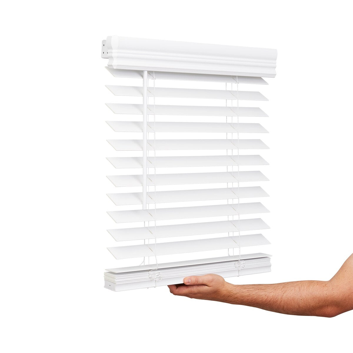 Store vénitien sans cordon en imitation bois - Blanc éclatant