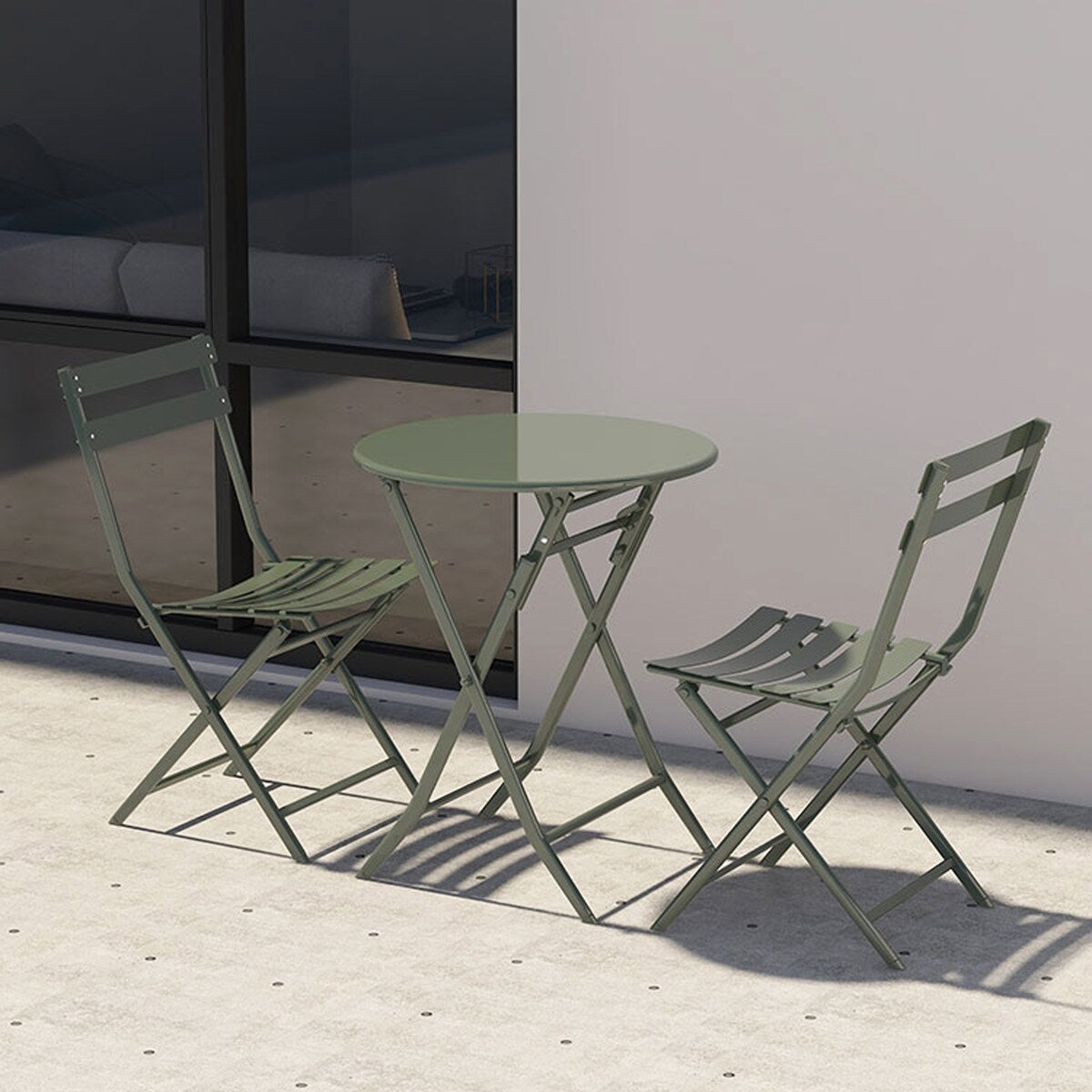 Ensemble bistro minimaliste de patio 3 pièces avec table ronde pliable et chaises - Ensemble bistro de patio 3 pièces