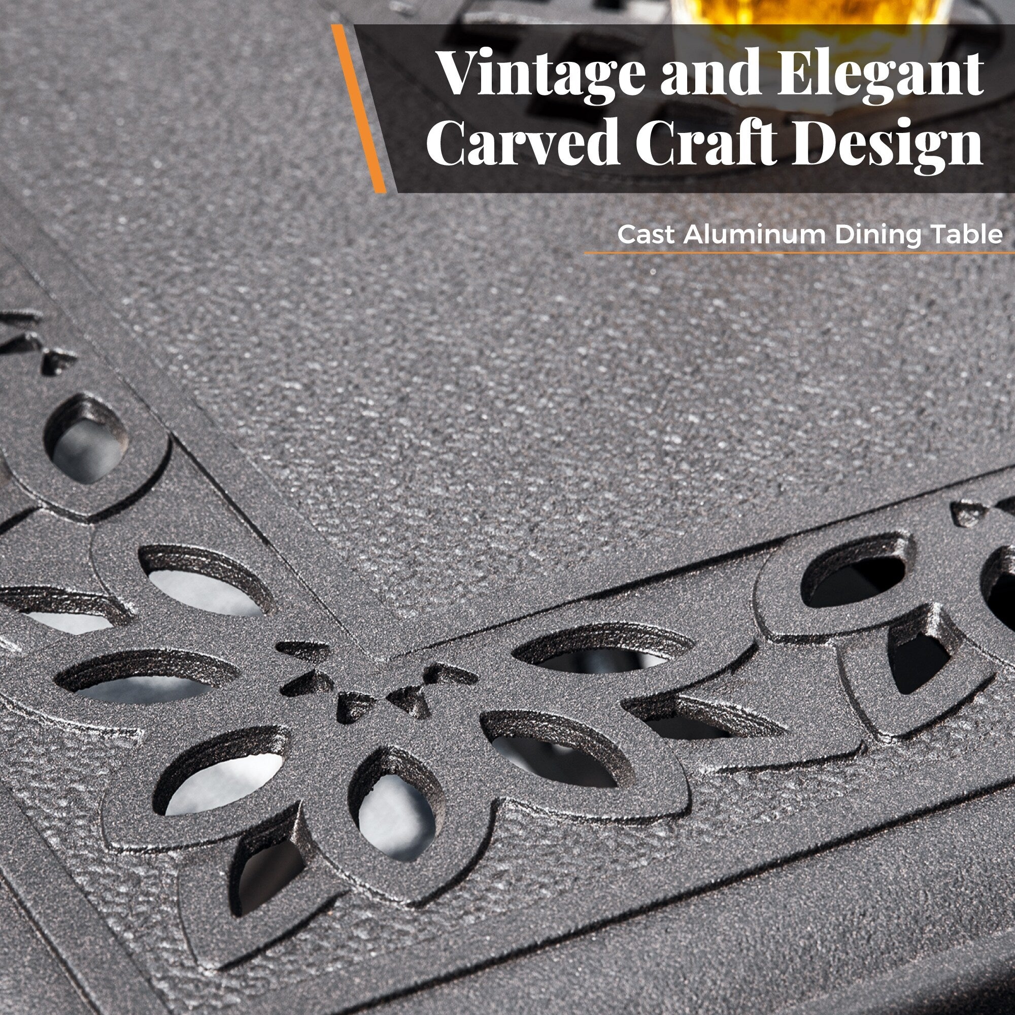 Ensemble de salle à manger de patio en aluminium moulé de 7 pièces de MAISON ARTS avec table rectangulaire extensible et 6 chaises en aluminium moulé