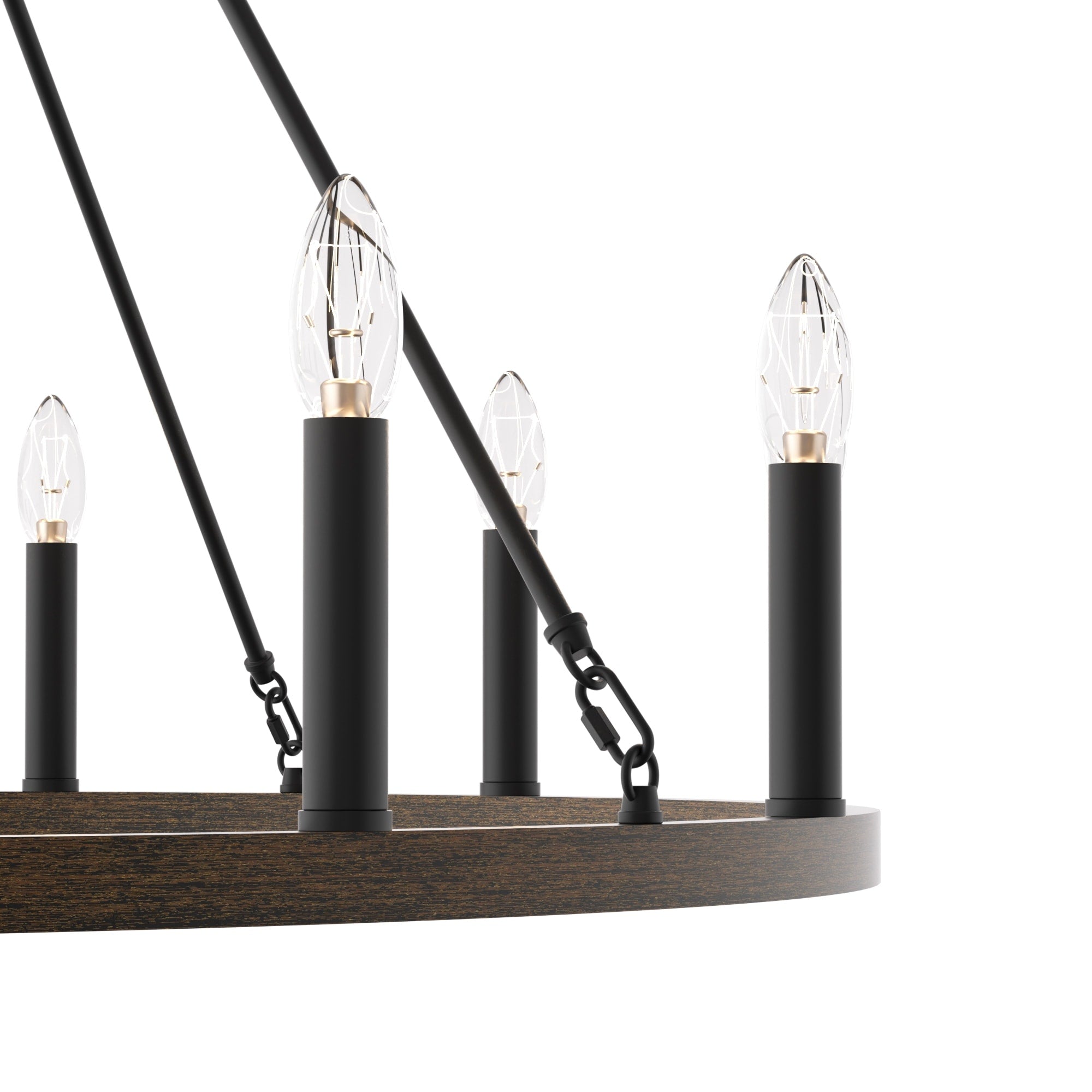 Lustre Acroma Farmhouse à 12 lumières, 40 po, en forme de roue de chariot, certifié UL - 40 po P x 138 po H