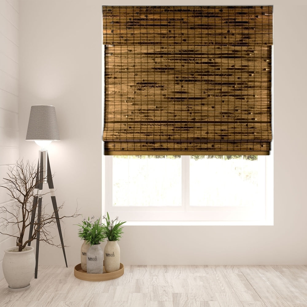 Stores Arlo Blinds sans cordon Java en bambou profond, hauteur 60 pouces