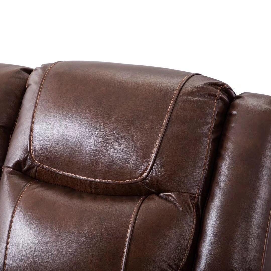 Ensemble de canapés inclinables manuels en cuir véritable de style moderne du milieu du siècle