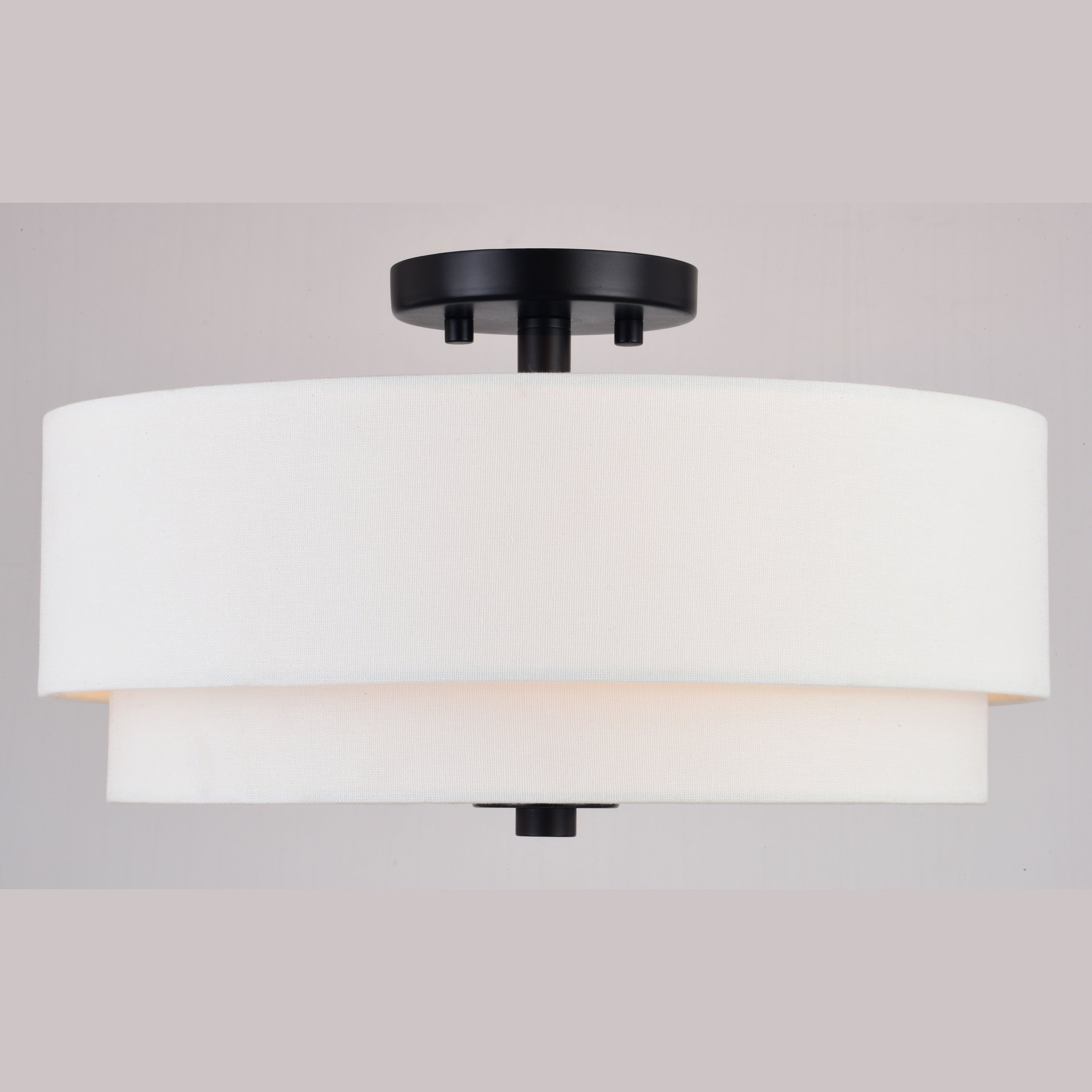 Plafonnier moderne du milieu du siècle de Burnaby avec abat-jour tambour en lin blanc