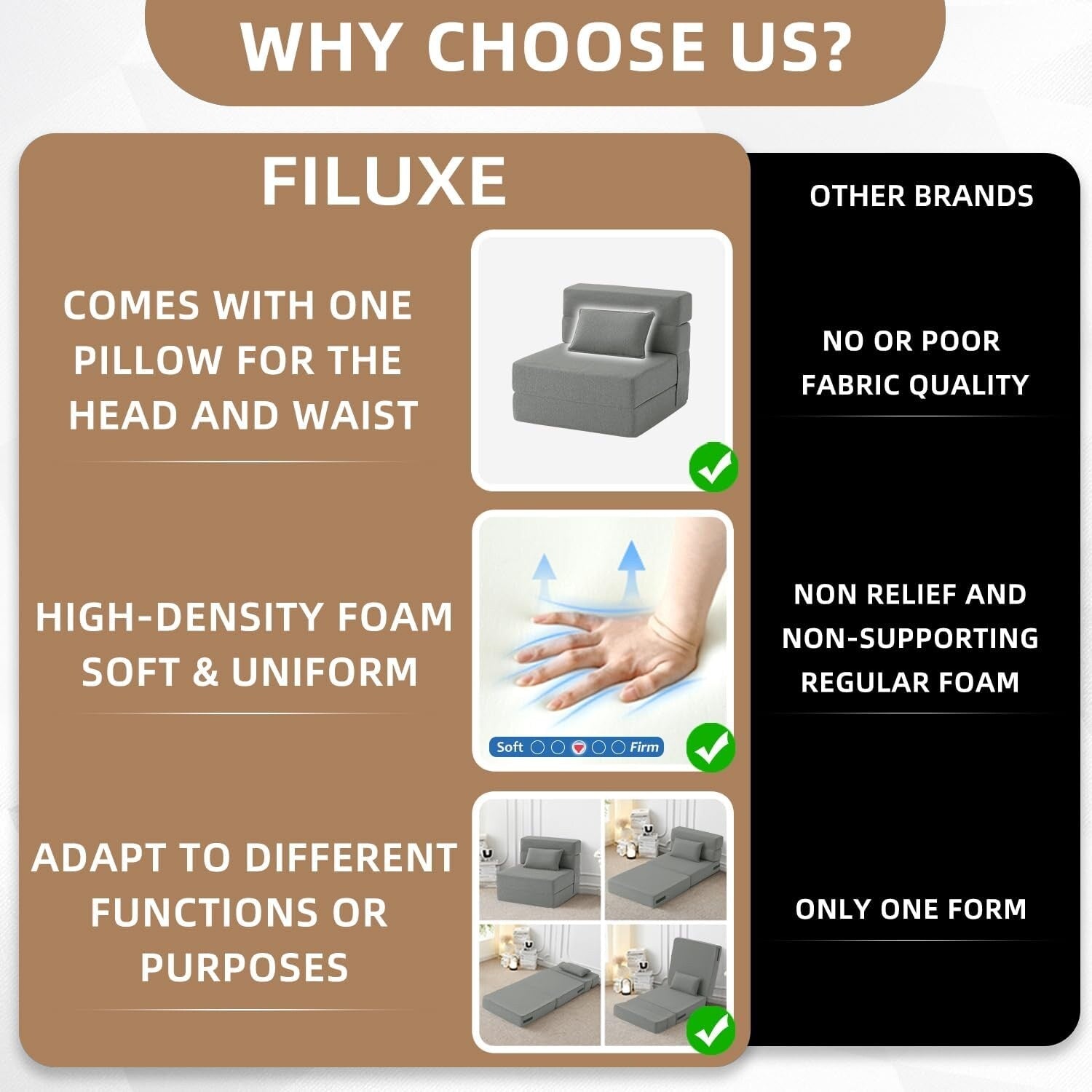 Canapé-lit convertible pliant - Fauteuil-lit moderne en lin avec oreiller et matelas pliable pour salon/dortoir/chambre d'amis