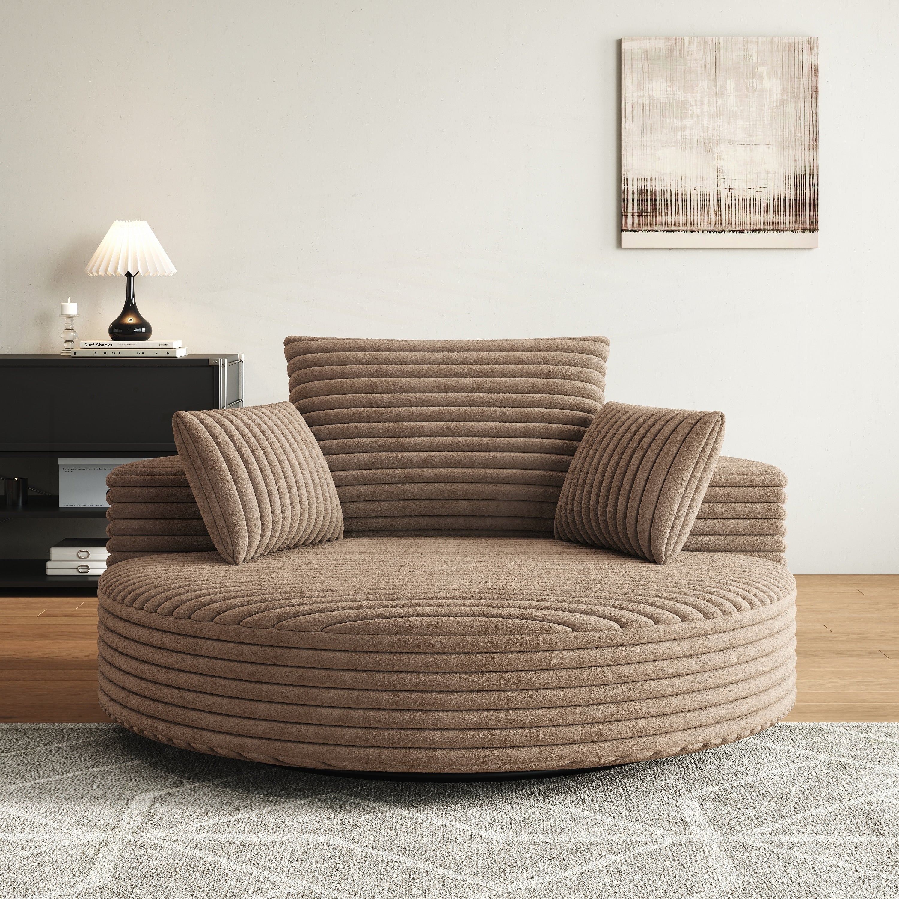 Chaise pivotante simple en velours côtelé et mousse chenille