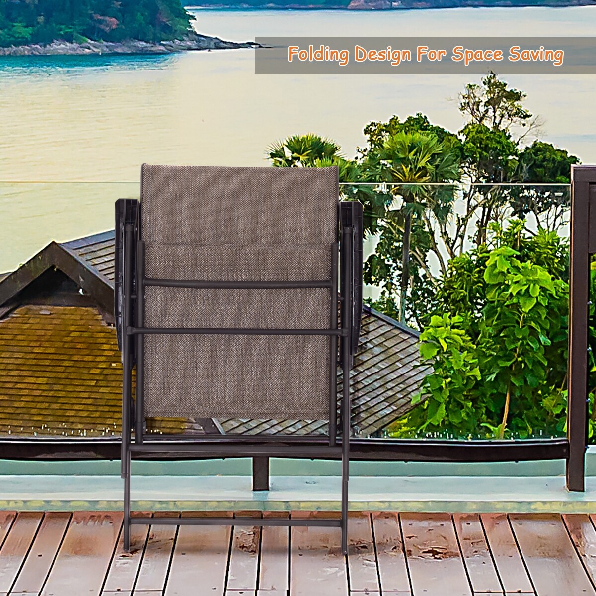 Ensemble de 2 fauteuils pliants pour patio, marron