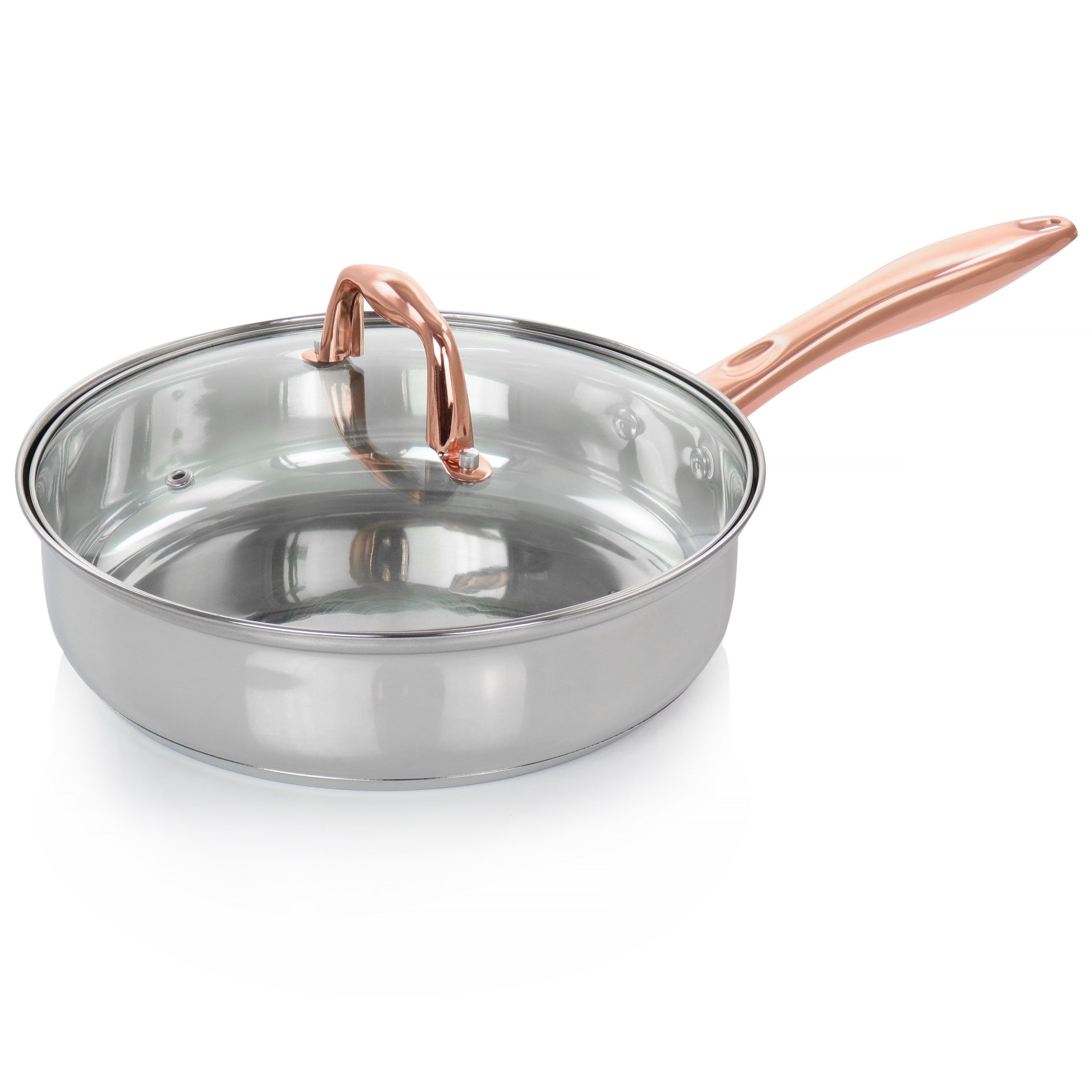 Batterie de cuisine Gibson Home Bransonville 8 pièces en acier inoxydable, chrome et bronze