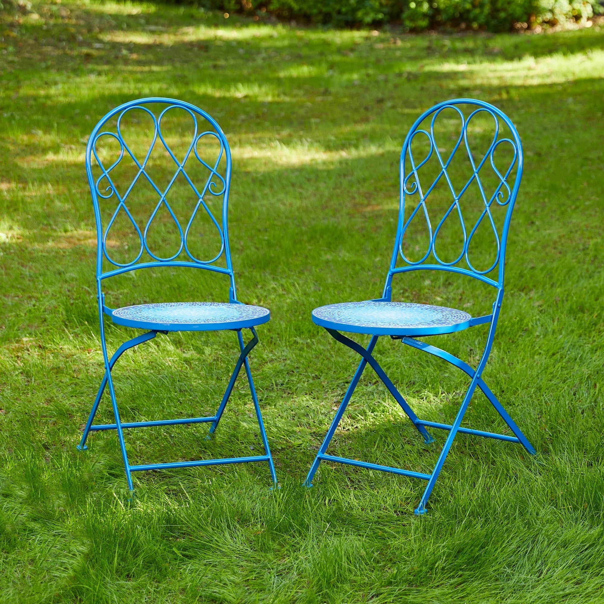 Ensemble de bistrot pliant d'extérieur en métal Glitzhome 3 pièces avec table et chaises