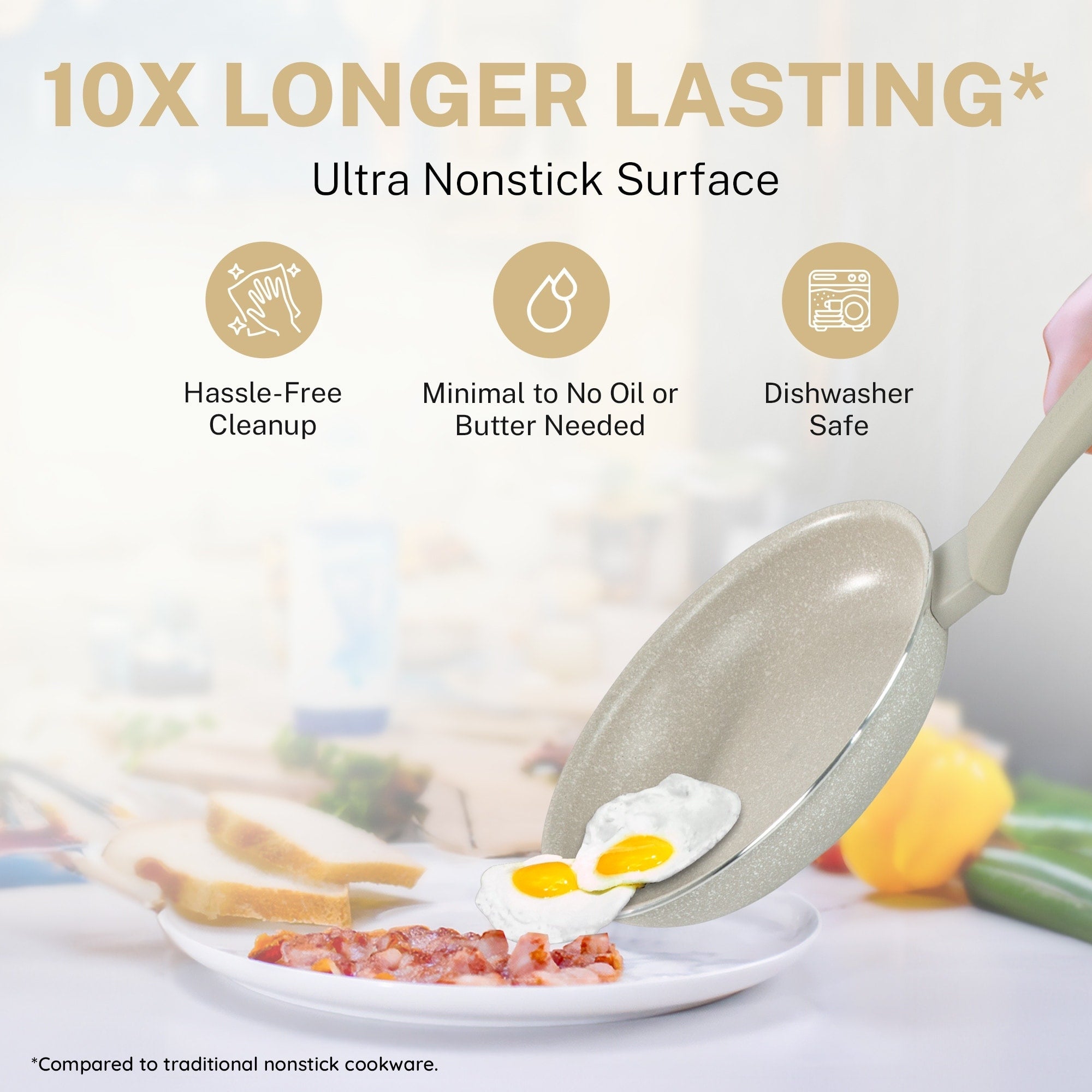 Ensemble de 20 ustensiles de cuisine et de pâtisserie antiadhésifs Granitestone Desert Cream