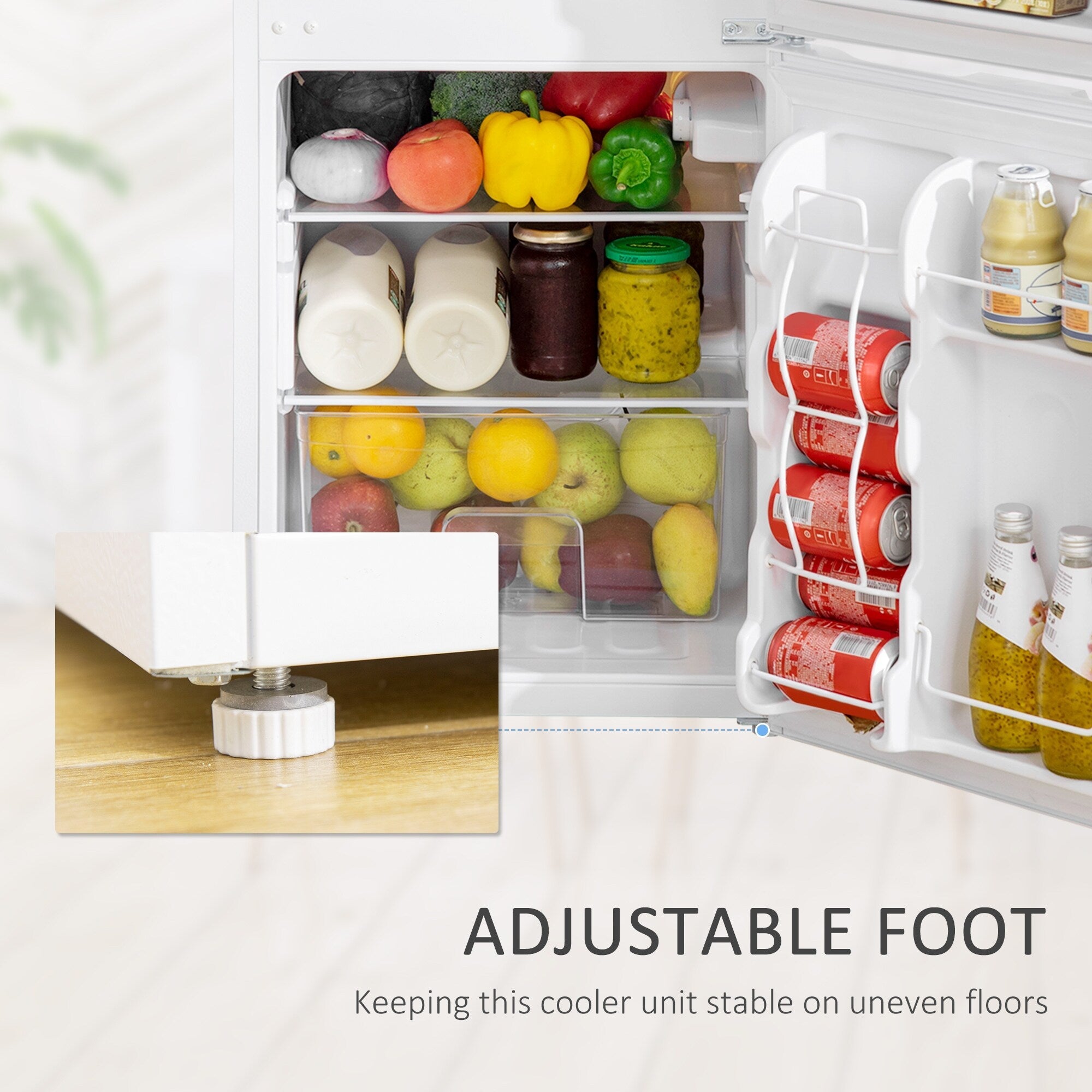 Mini-réfrigérateur HOMCOM à deux portes avec congélateur, réfrigérateur compact de 3,2 pi³ avec étagère réglable, thermostat réglable