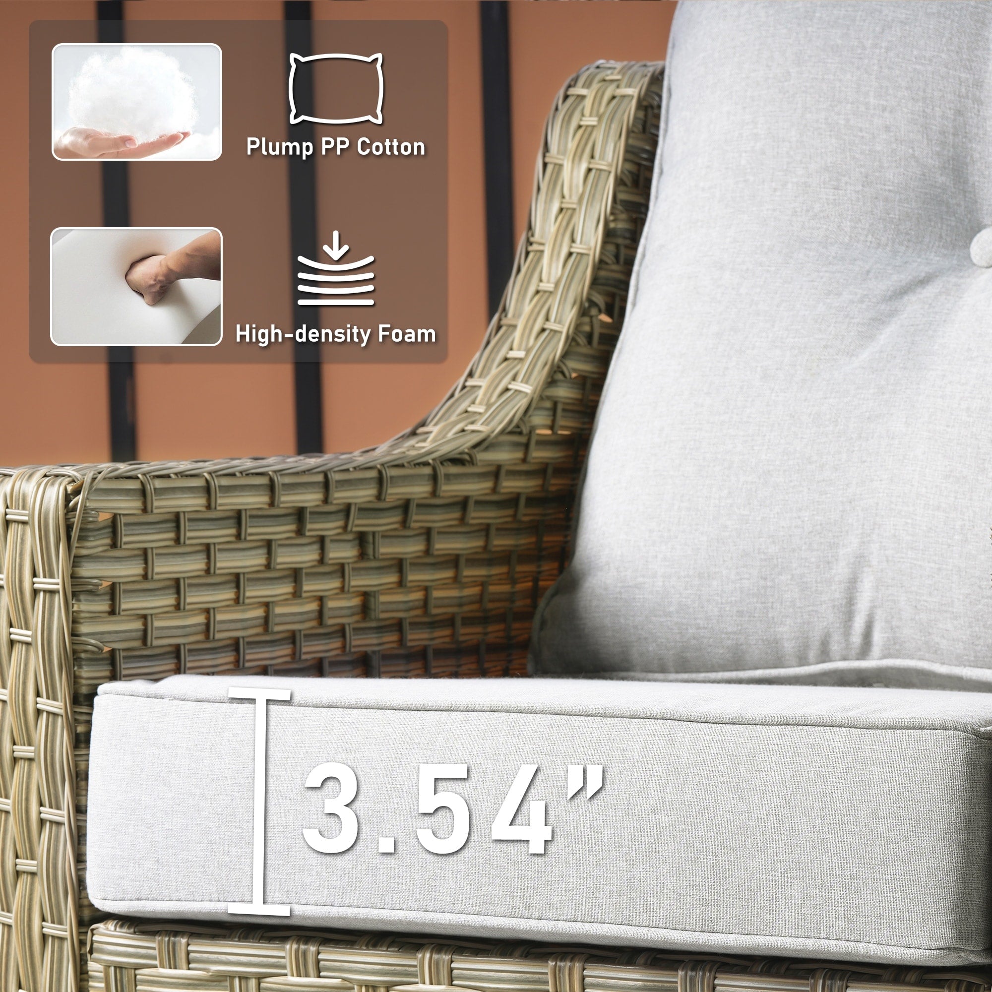 Ensemble de 2 chaises de patio d'extérieur en rotin et osier à dossier haut HOOOWOOO