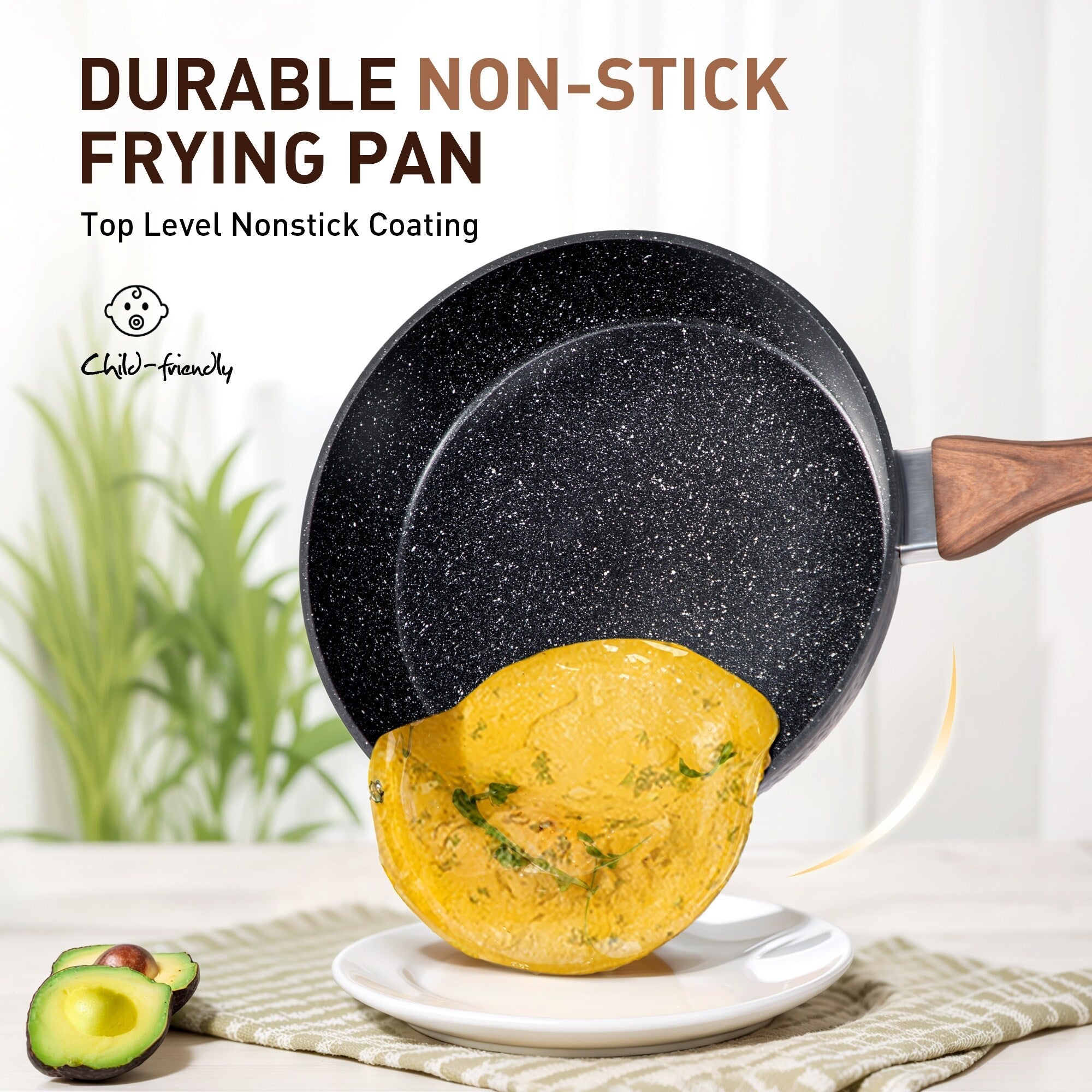 Batterie de cuisine antiadhésive de 15 pièces avec revêtement en granit Kitchen Academy