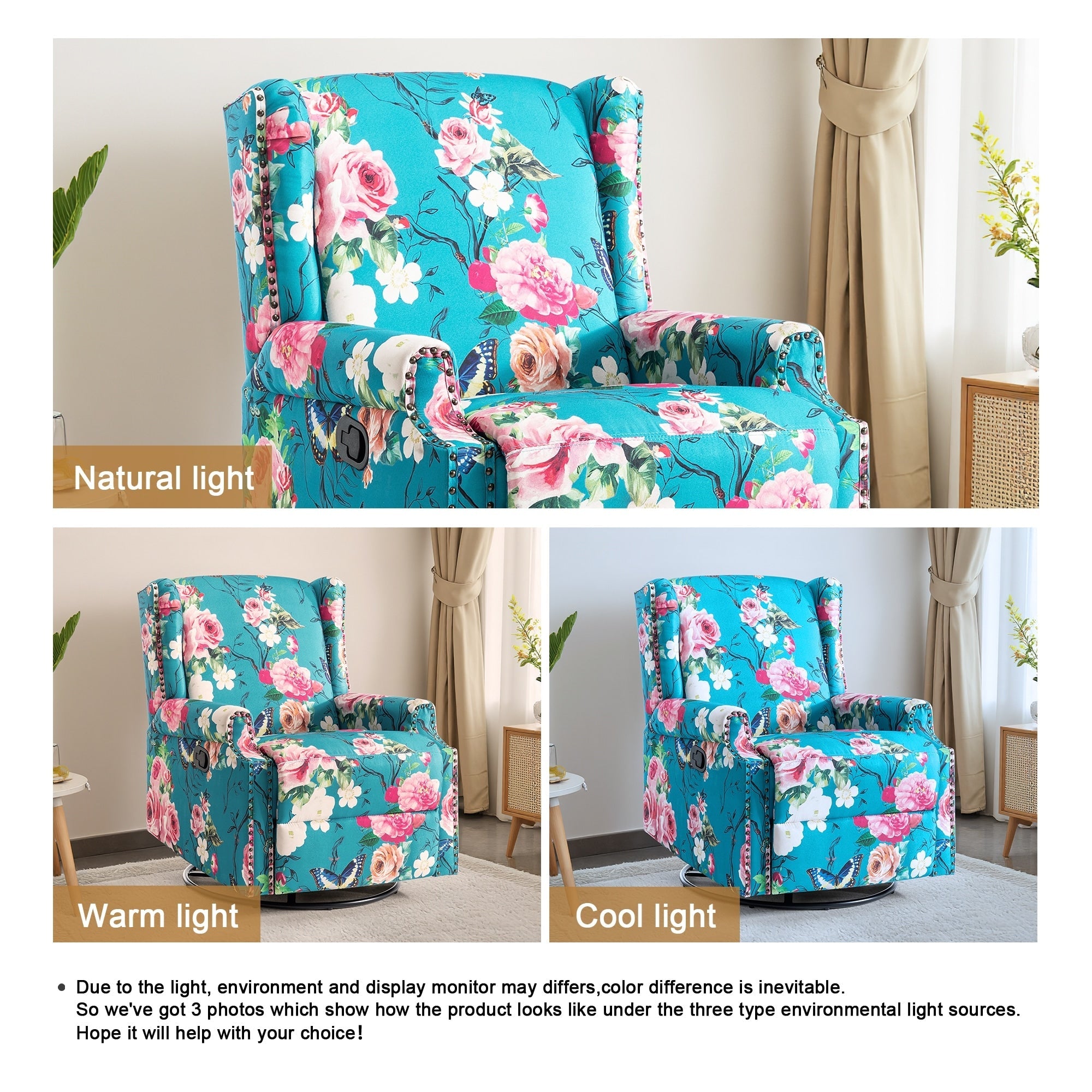 Ensemble de 2 fauteuils inclinables pivotants et coulissants de 29 po de largeur avec dossier à poussée manuelle