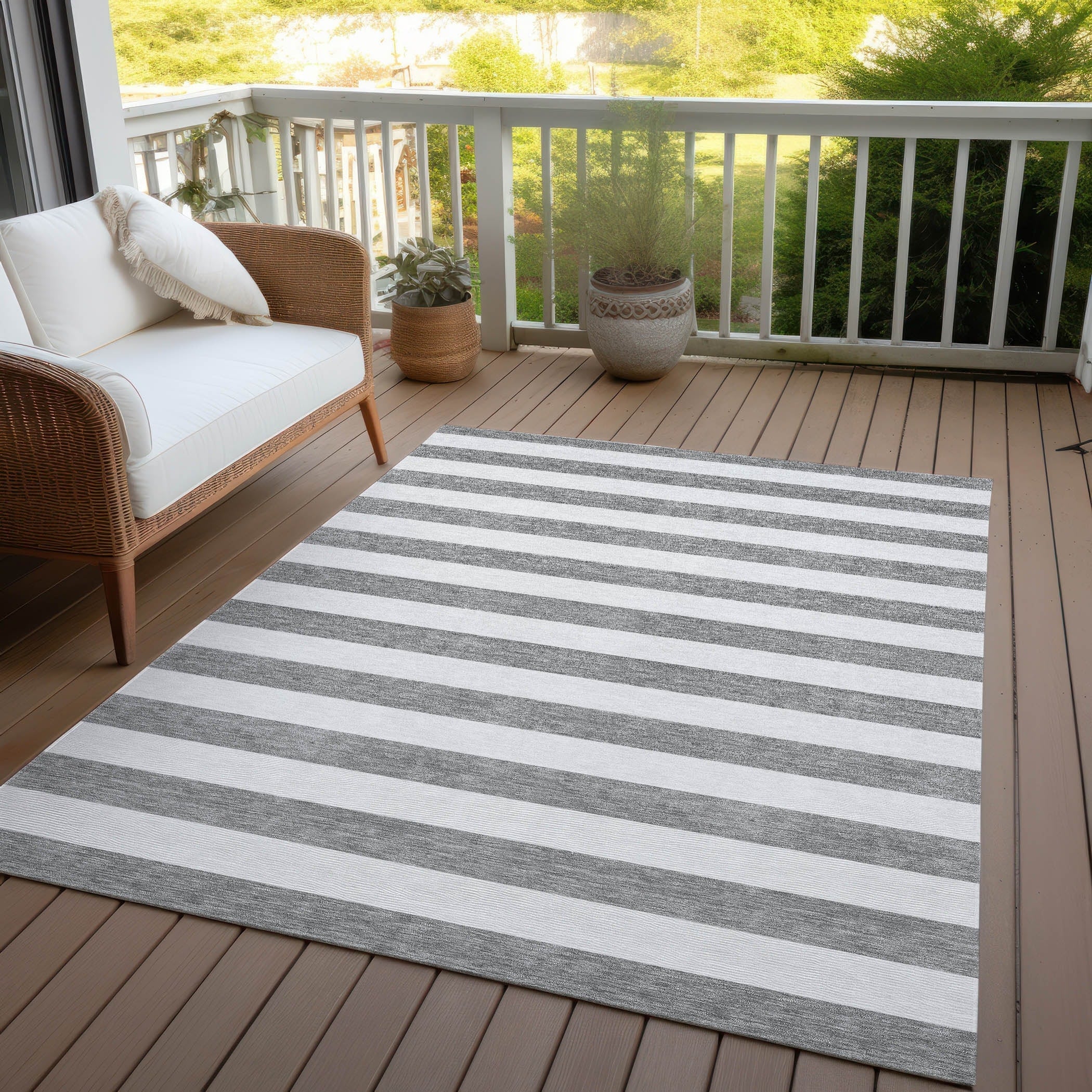 Tapis Chantille à rayures cabana lavable en machine pour intérieur/extérieur