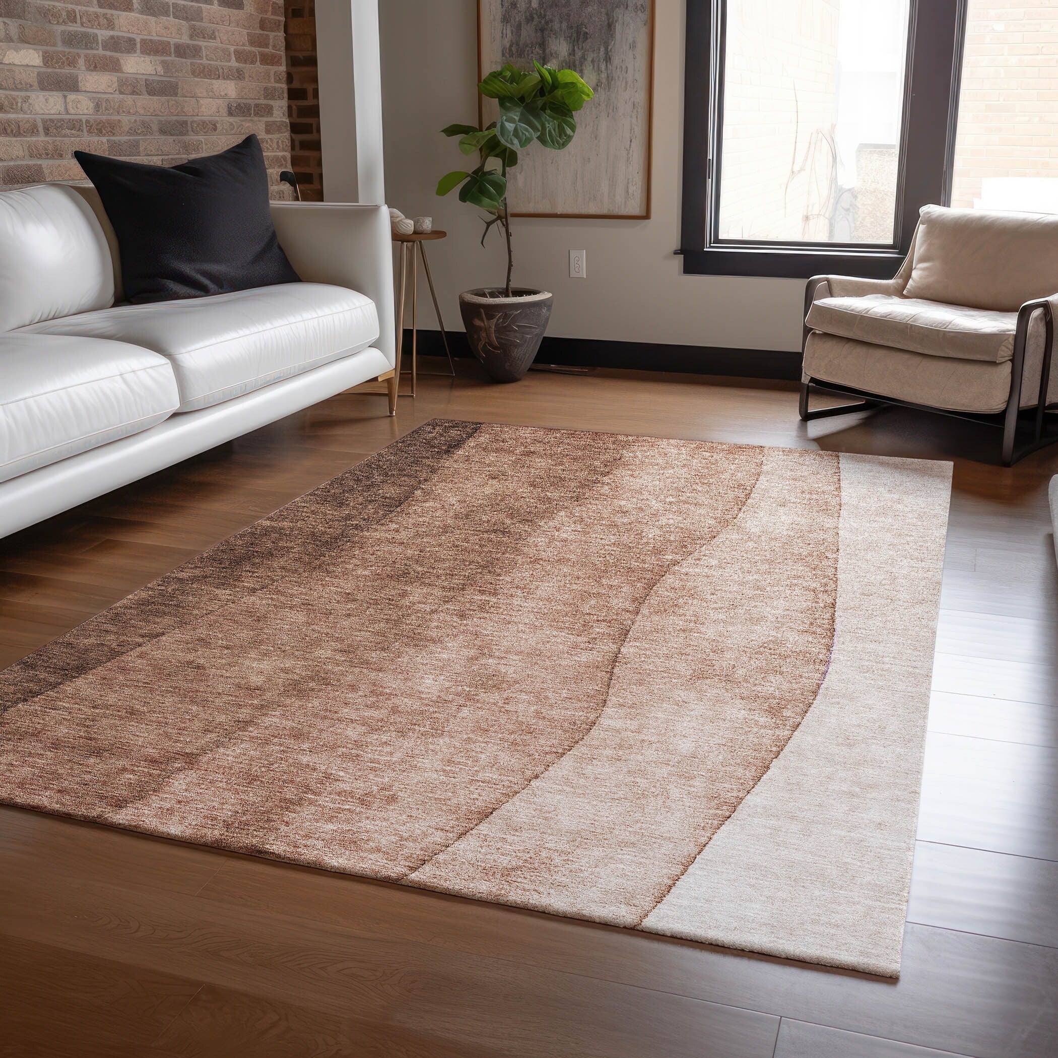 Tapis Chantille contemporain ombré lavable en machine pour intérieur/extérieur