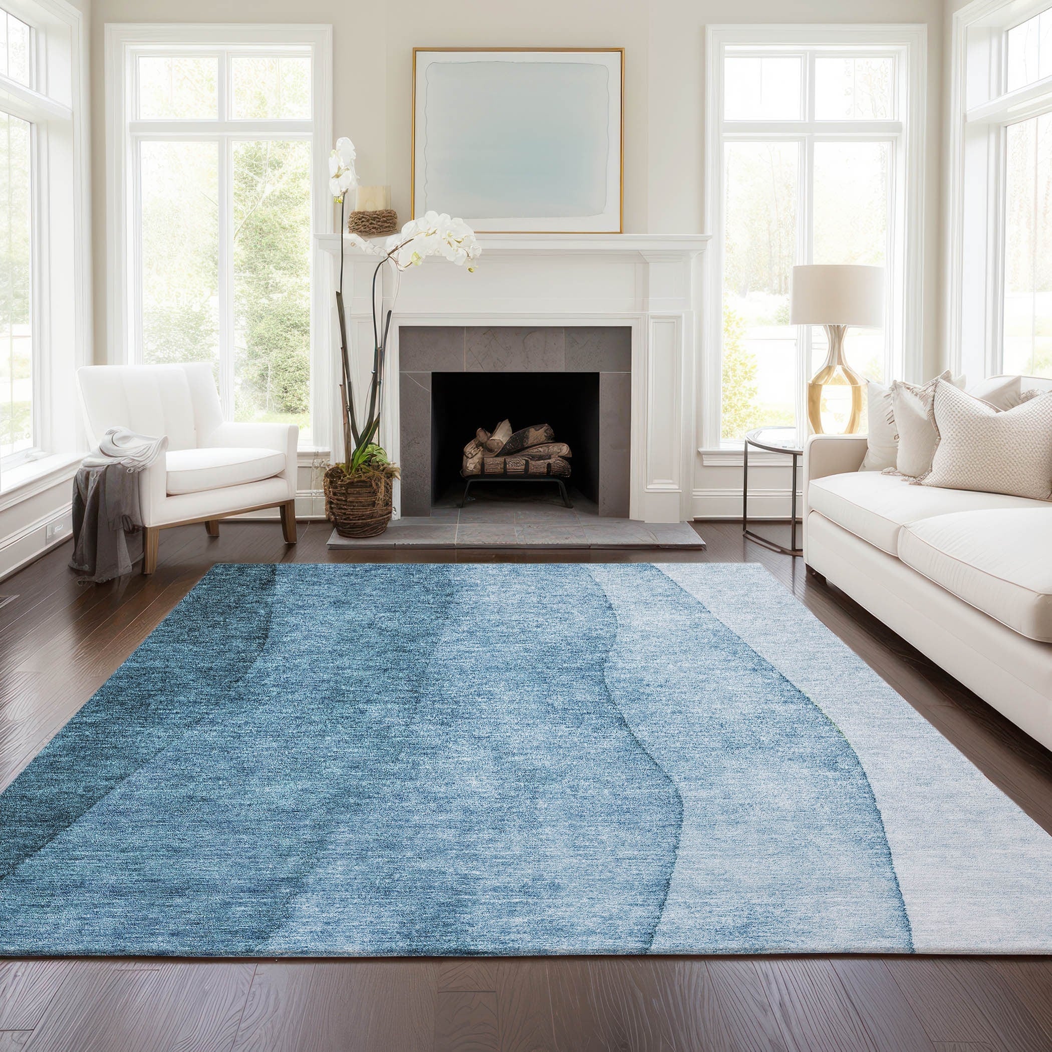 Tapis Chantille contemporain ombré lavable en machine pour intérieur/extérieur