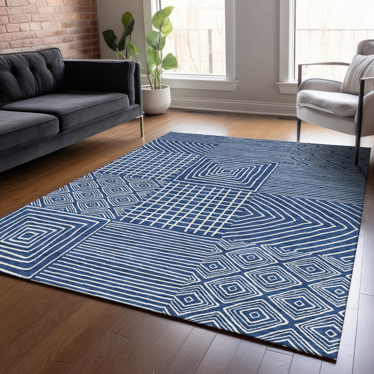 Tapis moderne en mosaïque Chantille lavable en machine pour intérieur/extérieur