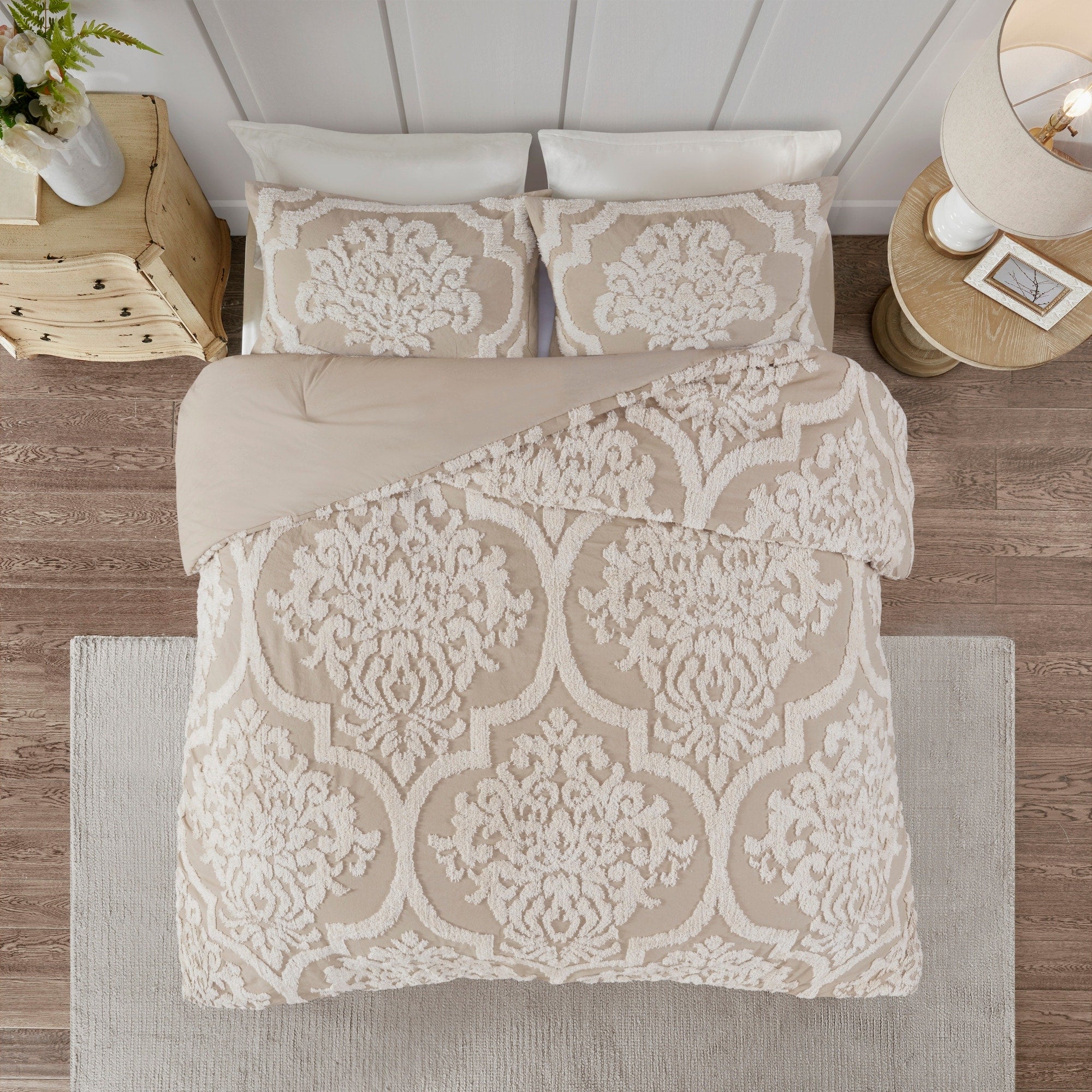 Parure de couette Madison Park Aeriela en coton chenille touffeté damassé