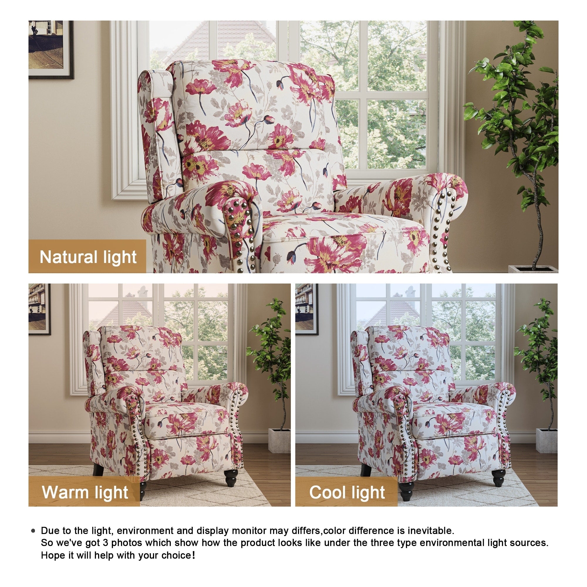 Fauteuils inclinables manuels avec garniture cloutée