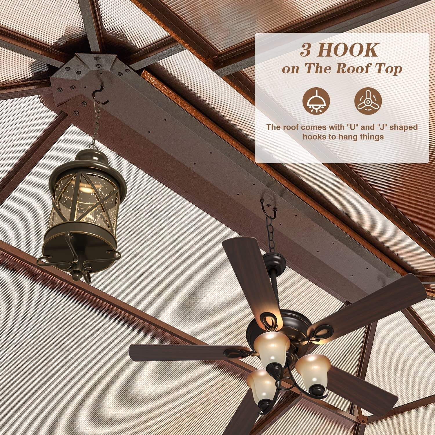 Gazebo à toit rigide EROMMY, pergola d'extérieur avec double toit, filet et rideaux, auvent robuste pour patio, arrière-cour, fête au bord de la piscine