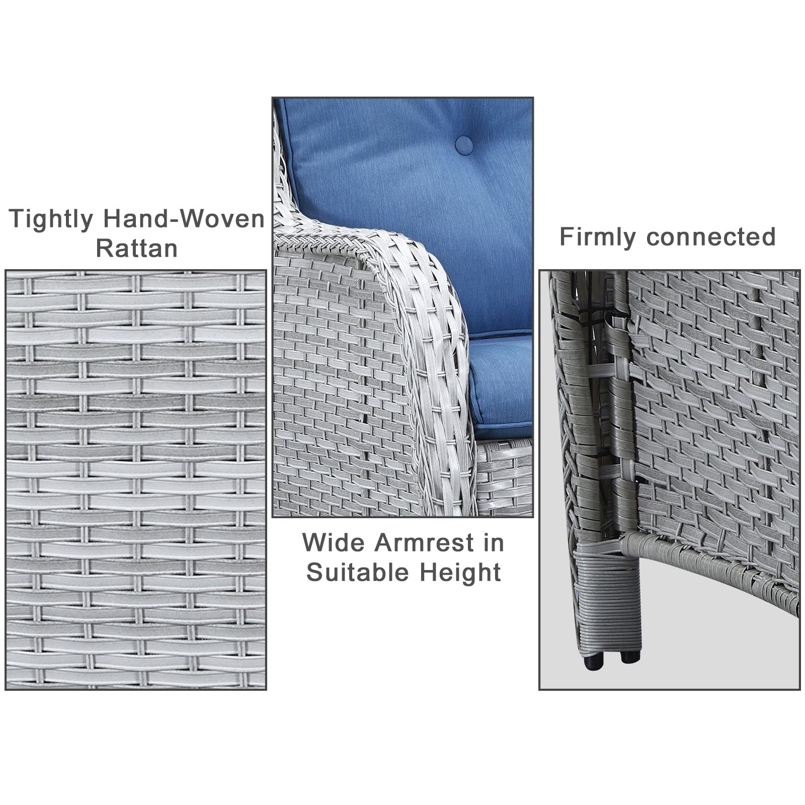 Ensemble de canapés d'extérieur en osier Gymojoy avec causeuse et canapé en rotin