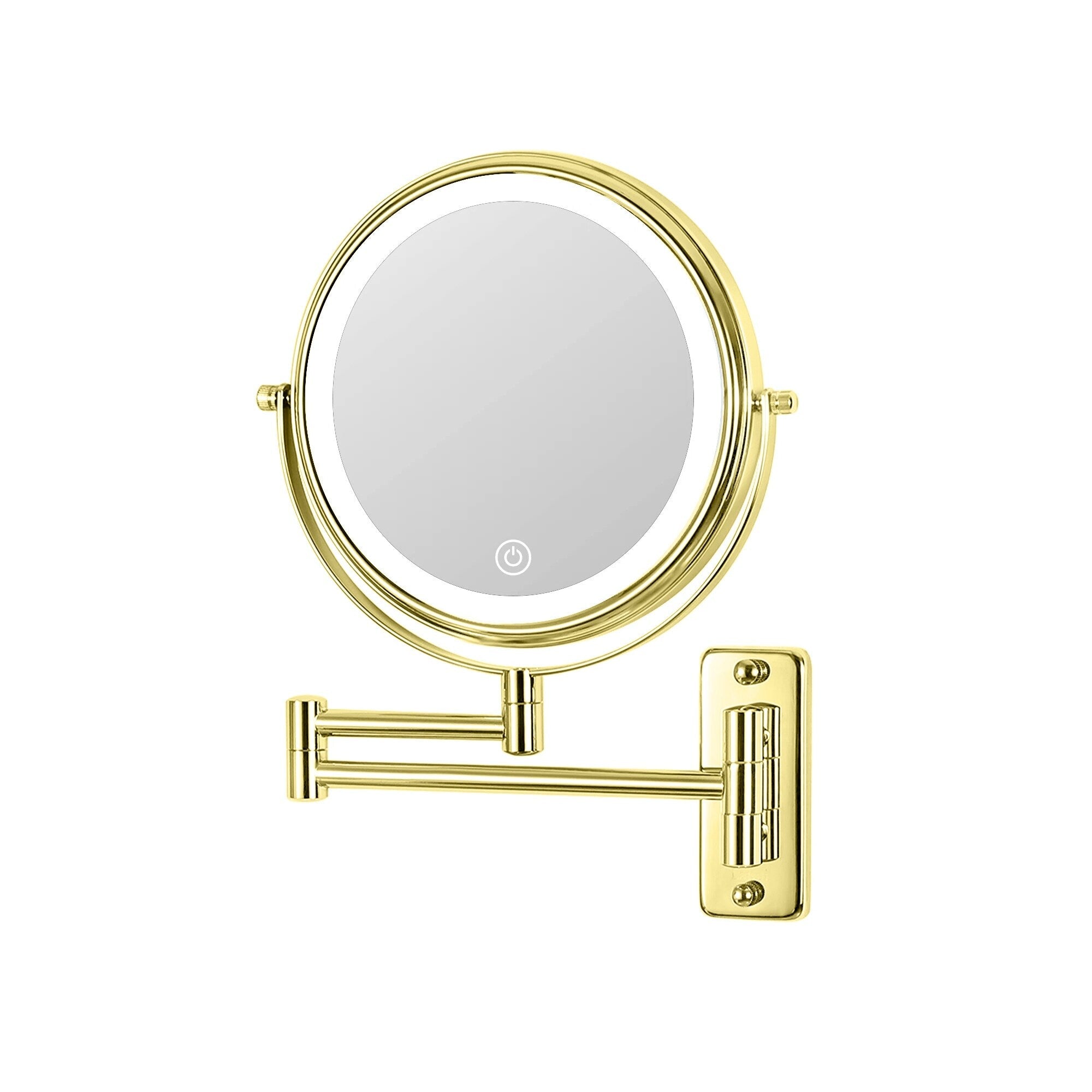 Miroir de maquillage mural rond de 8 pouces pour salle de bain, rechargeable, grossissement 1x/10x, 3 couleurs d'éclairage