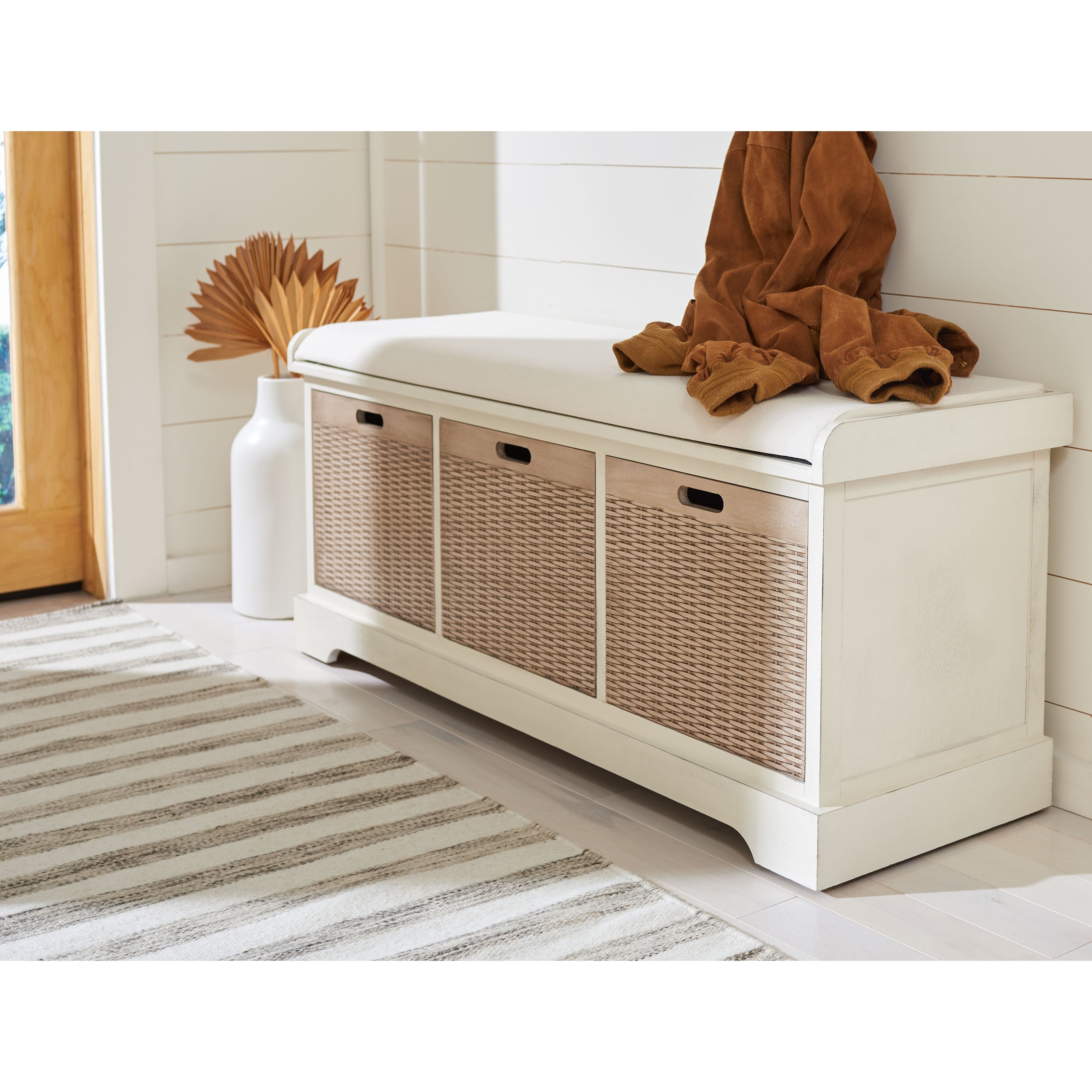 Banc de rangement à 3 tiroirs avec coussins SAFAVIEH Fiorello - 47,3 L x 15 L x 19 H - 47 L x 15 P x 19 H