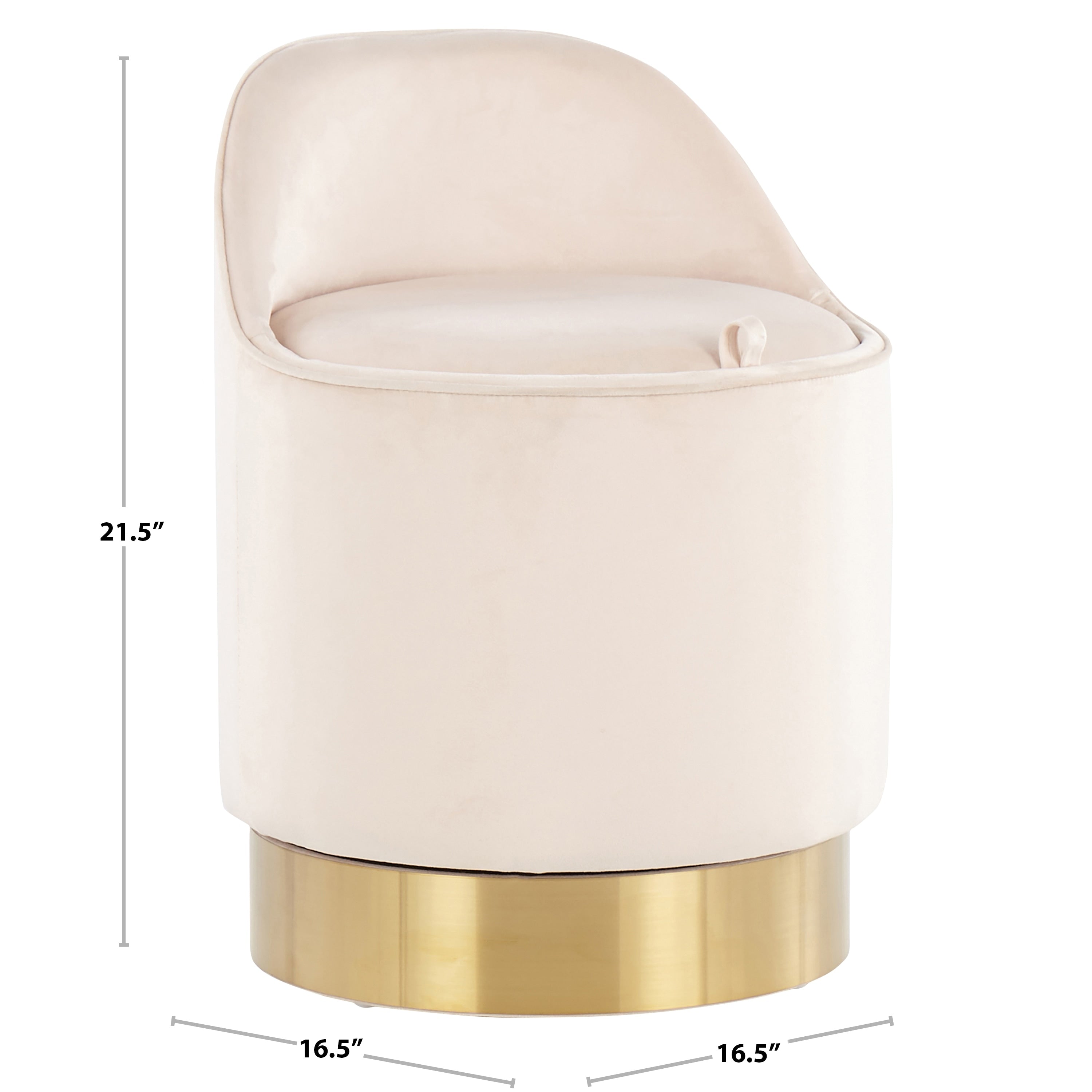 Tabouret de coiffeuse pivotant en velours Silver Orchid Corday