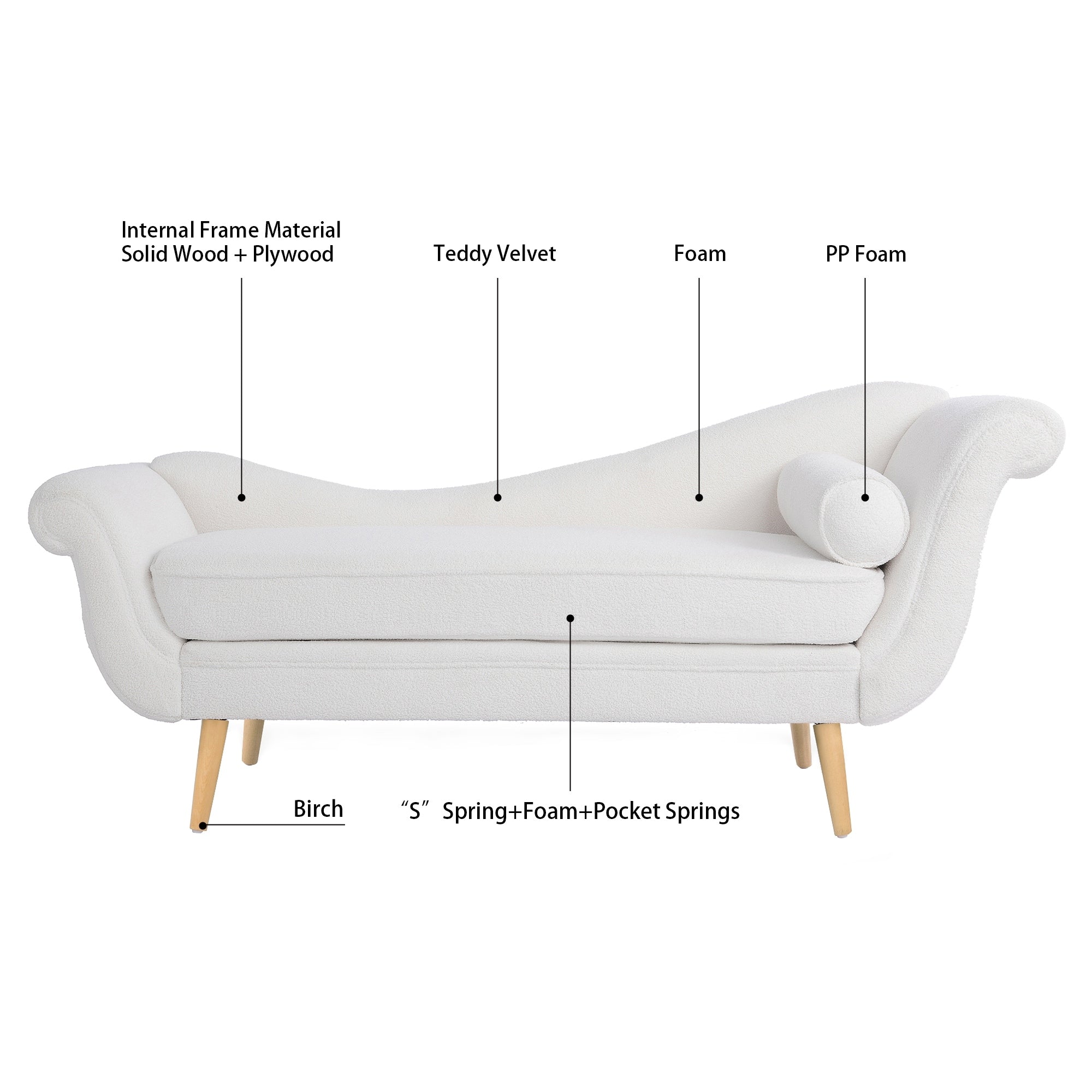 Chaise longue vintage avec accoudoirs en volutes par Christopher Knight Home