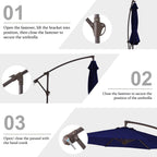 Parasol déporté suspendu à manivelle en acier de 3 m