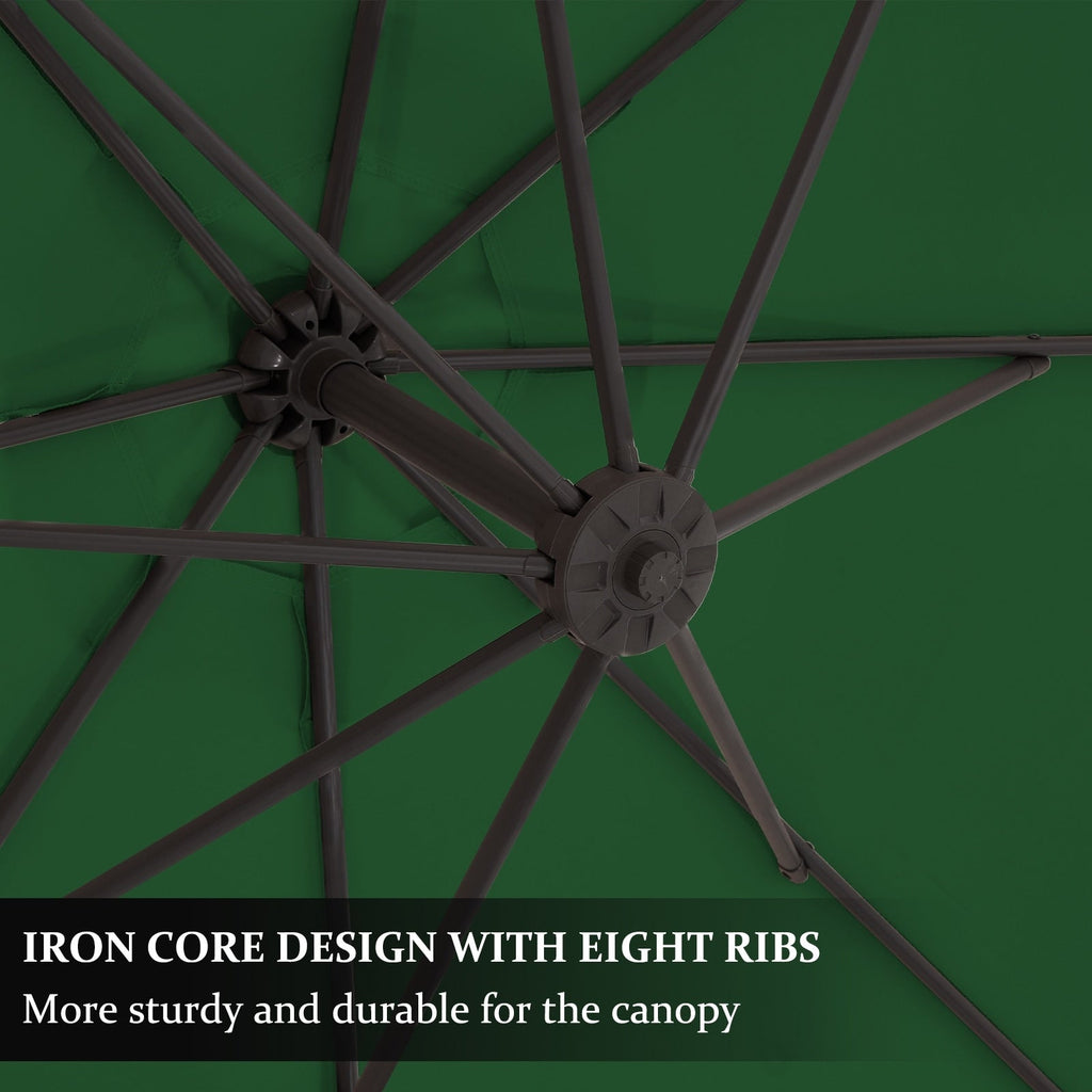 Parasol déporté suspendu à manivelle en acier de 3 m