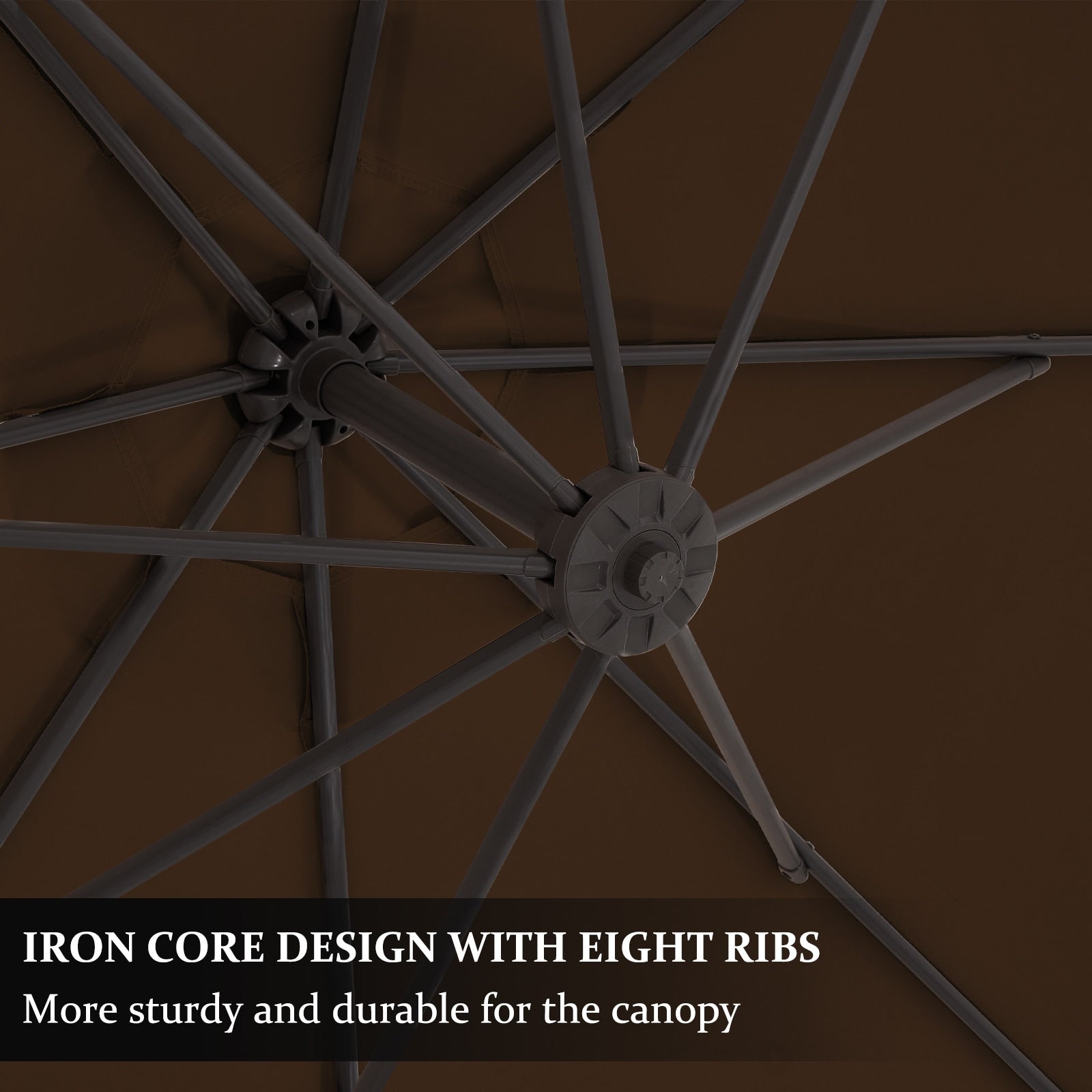 Parasol déporté suspendu à manivelle en acier de 3 m