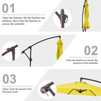 Parasol déporté suspendu à manivelle en acier de 3 m