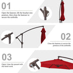 Parasol déporté suspendu à manivelle en acier de 3 m