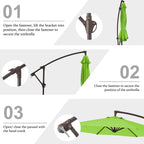 Parasol déporté suspendu à manivelle en acier de 3 m