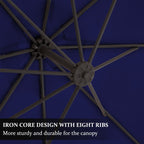 Parasol déporté suspendu à manivelle en acier de 3 m