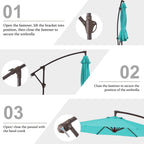 Parasol déporté suspendu à manivelle en acier de 3 m