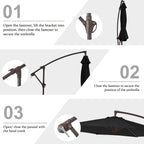 Parasol déporté suspendu à manivelle en acier de 3 m