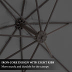 Parasol déporté suspendu à manivelle en acier de 3 m