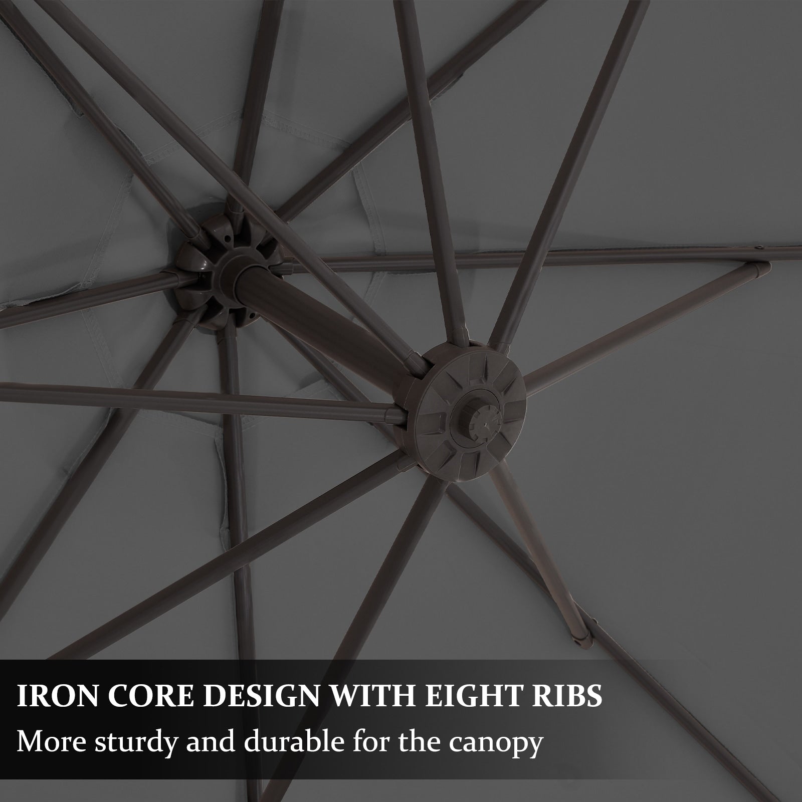 Parasol déporté suspendu à manivelle en acier de 3 m