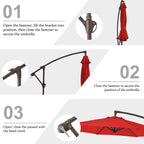 Parasol déporté suspendu à manivelle en acier de 3 m