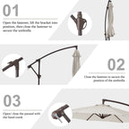 Parasol déporté suspendu à manivelle en acier de 3 m